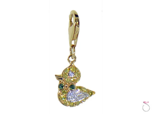 Best necklaces and pendants with emerald gemstones for a rich, sophisticated design-Diamond Yellow Gold Duck Charm Pendant 14K