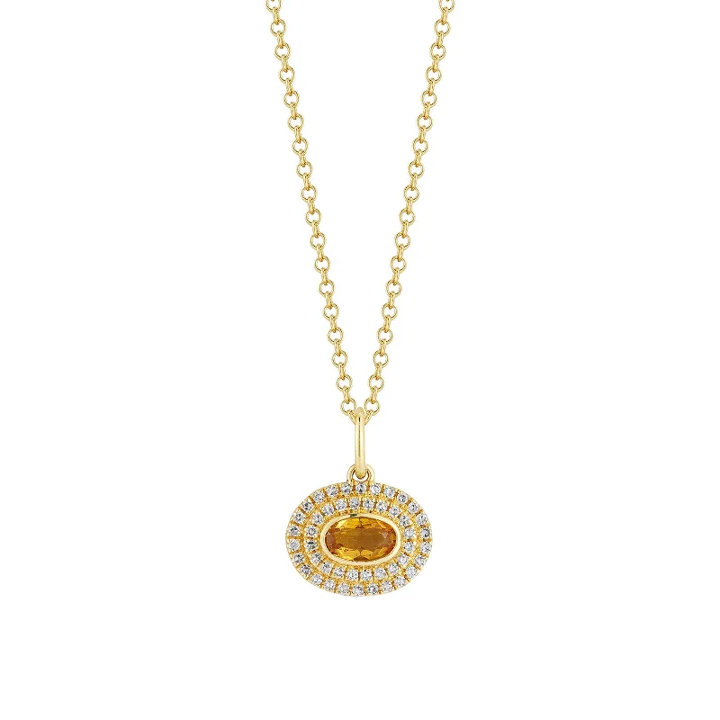 Best necklaces and pendants with intricate beadwork for a bohemian-inspired look-Oval Citrine Gem Necklace