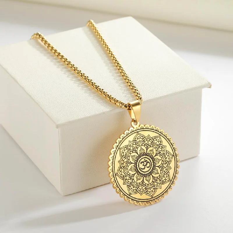 Best necklaces and pendants with black diamonds for an edgy, bold statement-Flower of Life Om Pendant Necklace