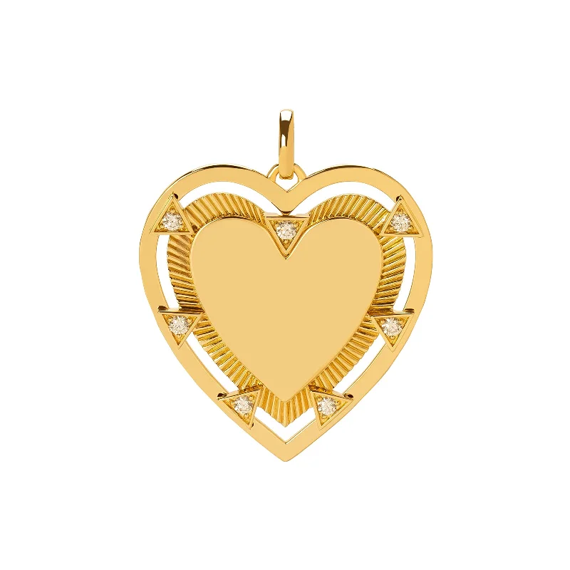 Elegant necklaces and pendants with infinity symbols for timeless designs-Oversized Engravable Heart Medallion - Pave Diamond