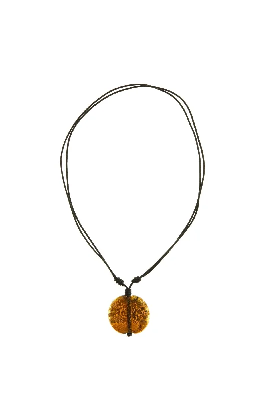 Beautiful necklaces and pendants with layered chains for a fashionable, chic look-Brown Glass & Rope Necklace