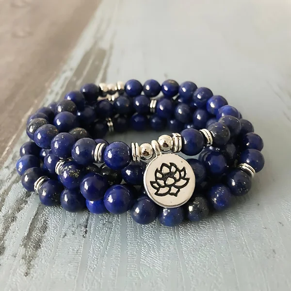 Necklaces and pendants with engraved messages for a deeply personal, sentimental gift-Lapis Lazuli Inspiration Mala