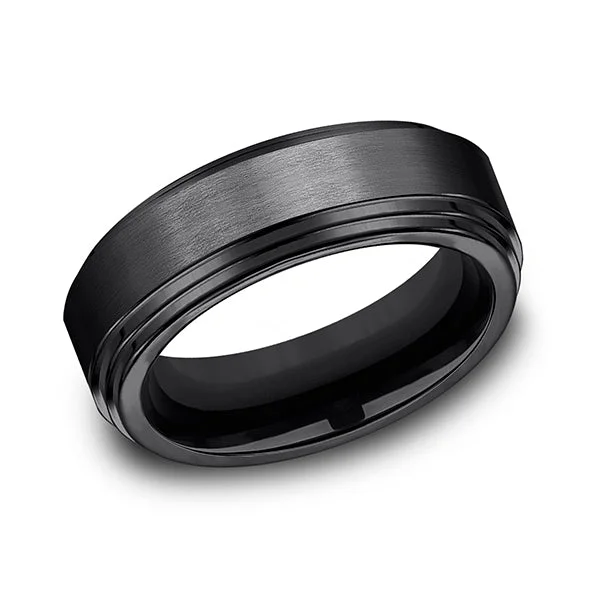 Best necklaces and pendants with matching earrings for a coordinated, elegant look-Black Titanium Comfort-Fit Design Wedding Band