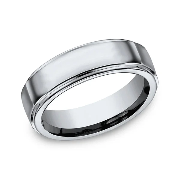 Unique necklaces and pendants with engraved messages for a sentimental gift-Titanium Comfort-Fit Design Wedding Band