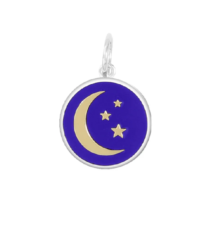 Necklaces and pendants with matching rings for a coordinated set of jewelry-Moon & Stars Indigo/Gold