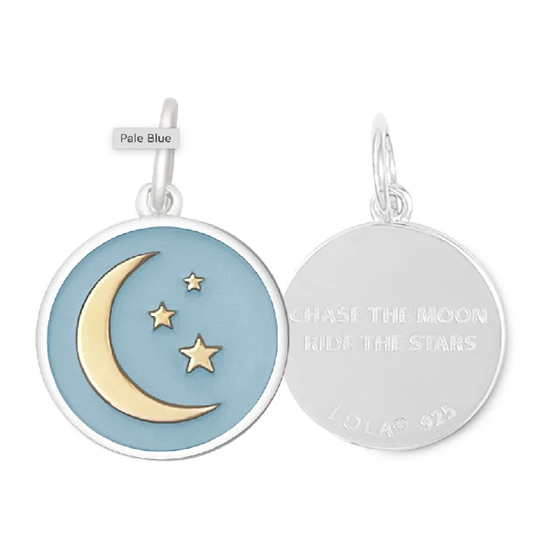 Best necklaces and pendants with vintage coin pendants for a unique accessory-Moon & Stars Pale Blue/Gold