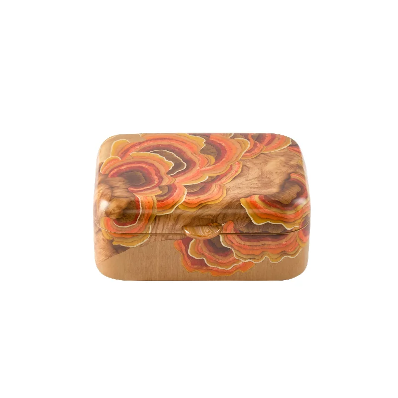 Fashionable necklaces and pendants with birthstones for a personalized gift idea-Orange Mushroom Marquetry Box - Small