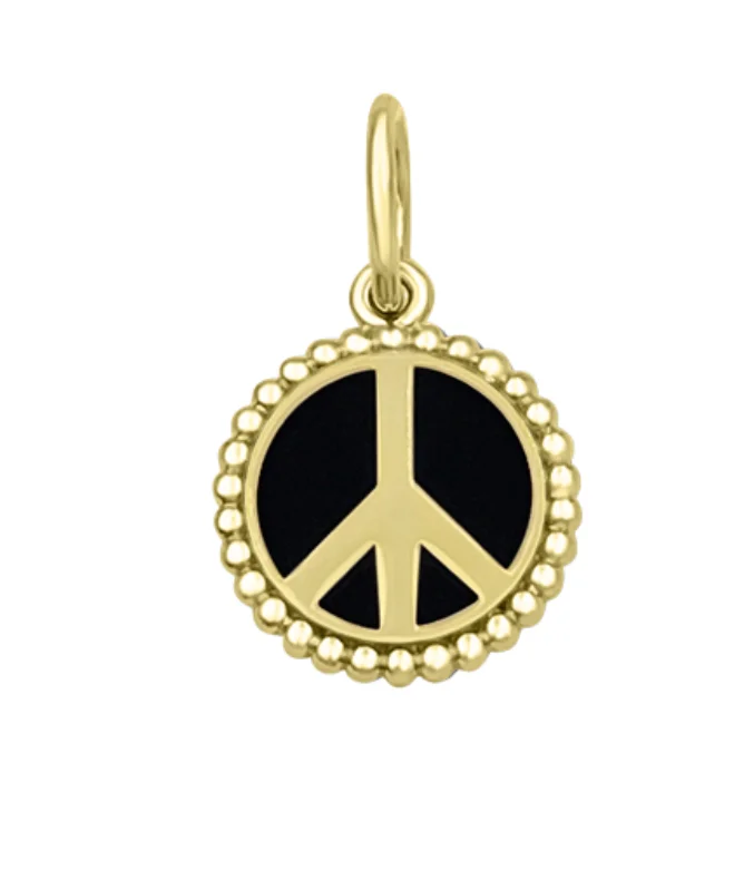 Best necklaces and pendants with gemstone clusters for a bold and colorful effect-Peace Sign - Black/Gold