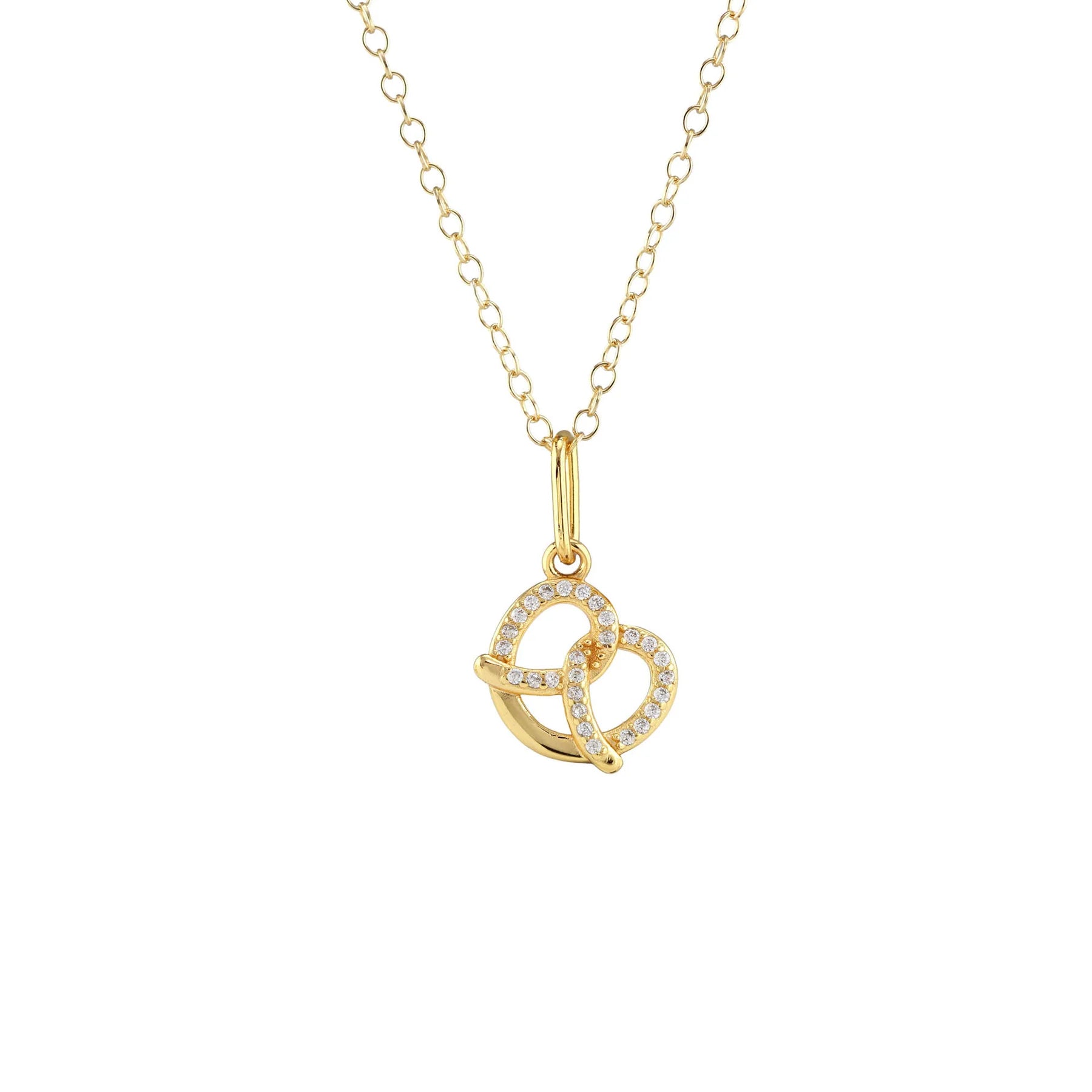 Unique necklaces and pendants with engraved messages for a sentimental gift-Pretzel Crystal Charm Necklace