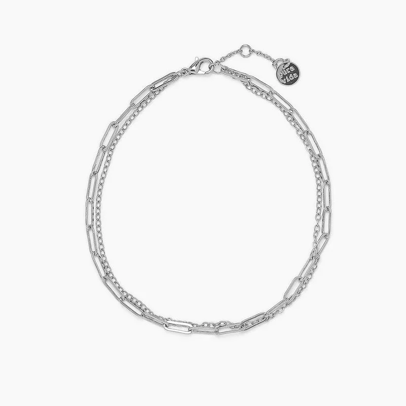 Best necklaces and pendants with gemstone clusters for a bold and colorful effect-PuraVida, Double Chain Anklet, Silver