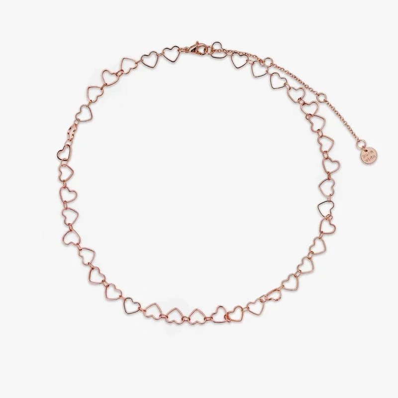 Necklaces and pendants with geometric pendants for a clean, contemporary design-PuraVida, Heart Chain Choker Necklace , Rose Gold