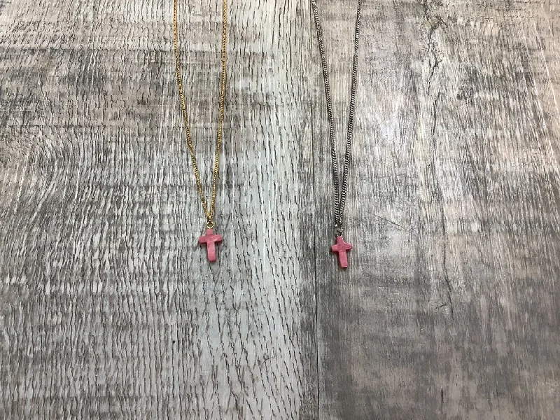 Necklaces and pendants with lock and key designs for a symbolic gesture-Rhodonite Cross Necklace