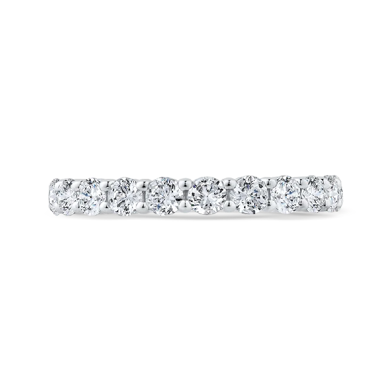 Best necklaces and pendants with oval pendants for a classic, elegant shape-Round Diamond Half-Eternity Wedding Band In 14K White Gold