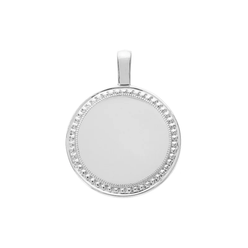 Best necklaces and pendants for weddings with matching designs for bride and groom-P.S. Large Round Charm - White Gold