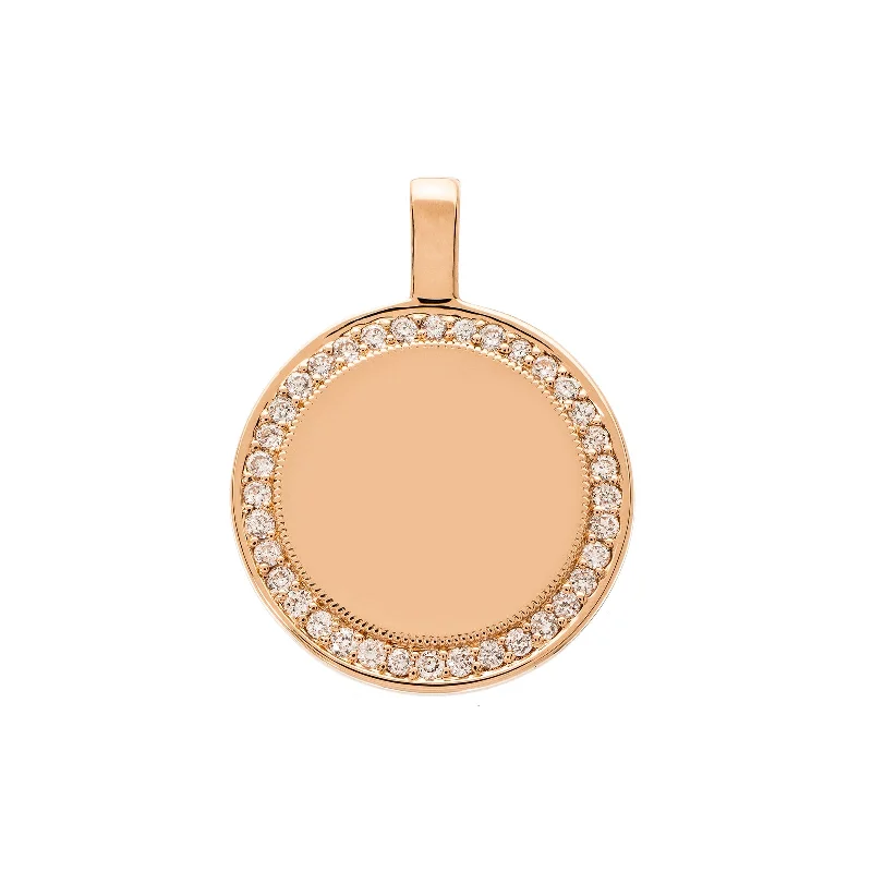 Unique necklaces and pendants with engraved messages for a sentimental gift-P.S. Large Round Diamond Charm - Rose Gold