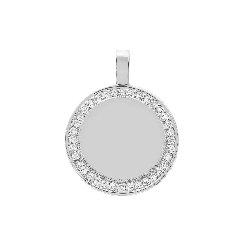 Necklaces and pendants with clear quartz for a pure and radiant look-P.S. Large Round Diamond Charm - White Gold