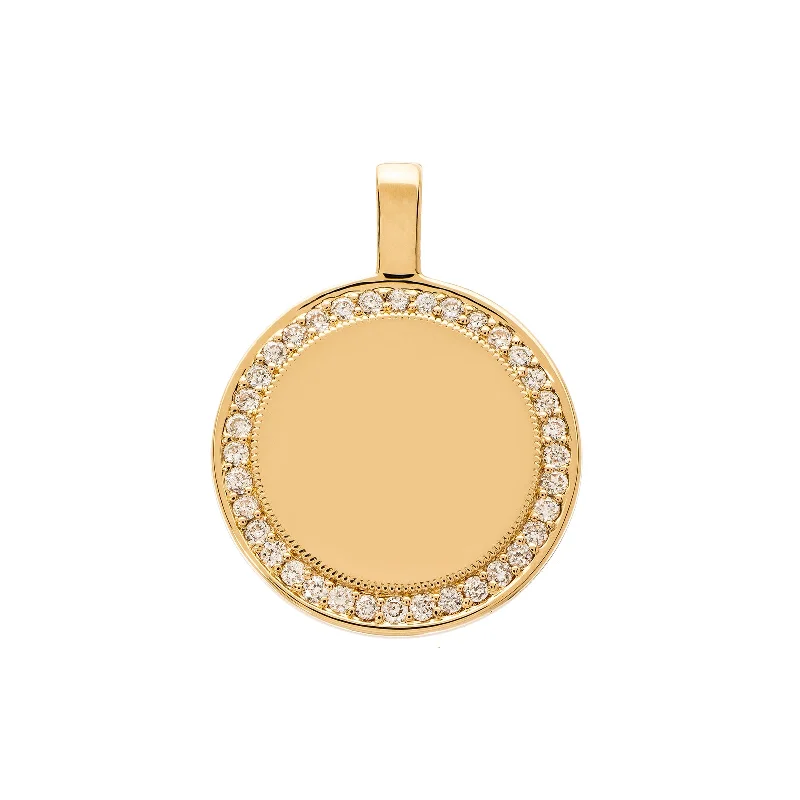 Personalized necklaces and pendants with coordinates for a meaningful location-based gift-P.S. Large Round Diamond Charm - Yellow Gold