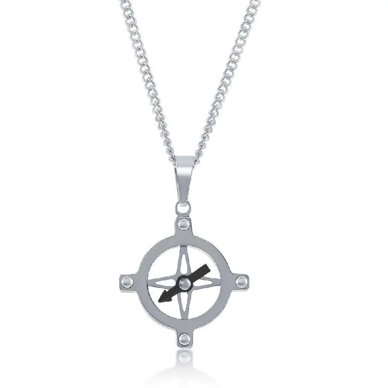 Best necklaces and pendants with seashell designs for a tropical, beachy vibe-Stainless Steel Compass Pendent with Chain