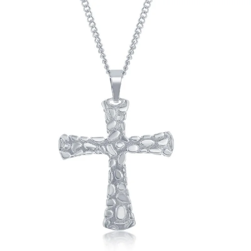 Necklaces and pendants with enamel accents for a colorful, eye-catching appearance-Stainless Steel Designed Cross Pendent with Chain