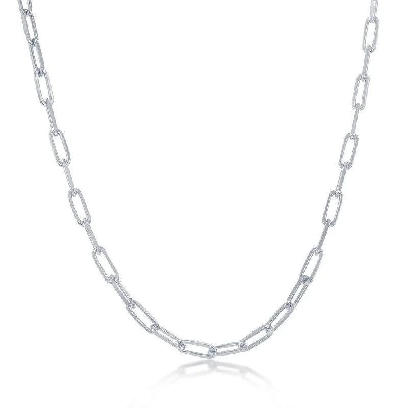 Beautiful necklaces and pendants with geometric shapes for a modern, artistic design-Sterling Silver 2.8mm Paper Clip Anklet - Rhodium Plated