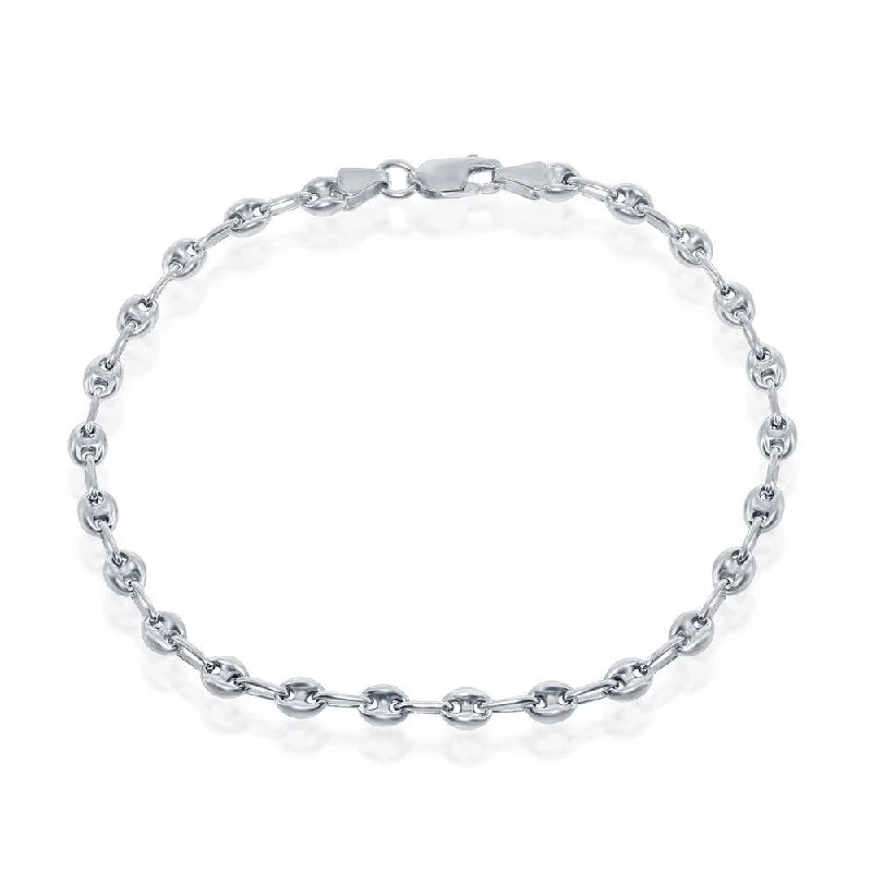 Best necklaces and pendants with sterling silver for an affordable yet stylish choice-Sterling Silver 4mm Puffed Marina Anklet - Rhodium Plated