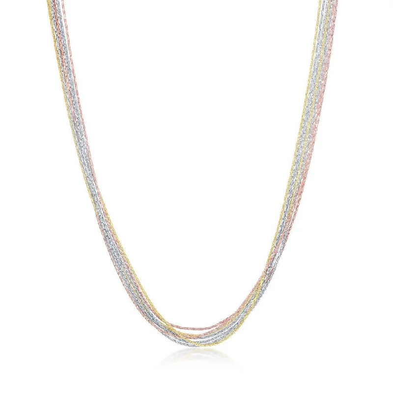 Stunning necklaces and pendants with birthstone pendants for a personal touch-Sterling Silver 7 Strand Sparkling Necklace - Tri Color