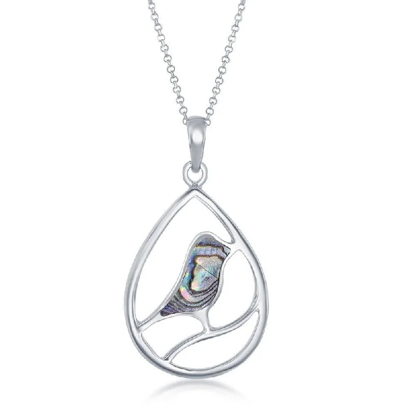 Best necklaces and pendants with infinity hearts for a romantic, eternal symbol-Sterling Silver Bird Pearshaped Pendant - Abalone