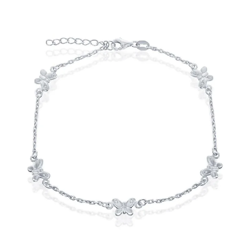 Best necklaces and pendants with rose gold for a warm and romantic appeal-Sterling Silver Butterfly Anklet