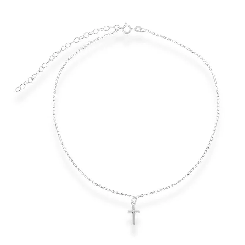 Best necklaces and pendants for weddings with matching designs for bride and groom-Sterling Silver Center Cross Choker