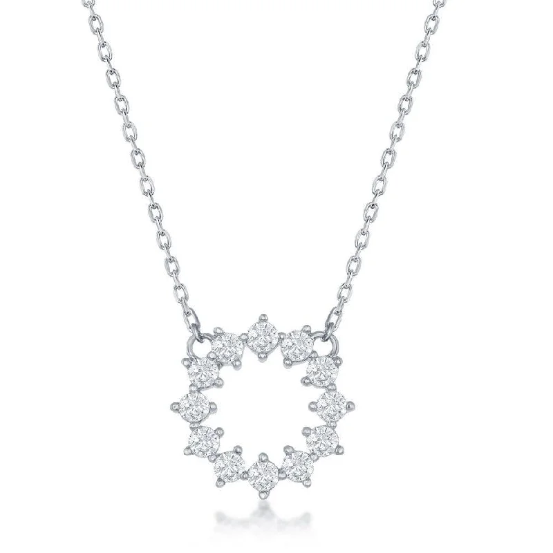 Best necklaces and pendants with layered designs for a chic, stacked look-Sterling Silver CZ Circle Necklace