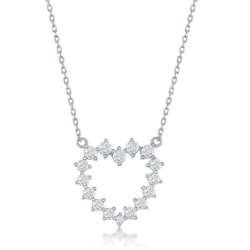 Necklaces and pendants with abstract shapes for a modern, creative appearance-Sterling Silver CZ Heart Necklace