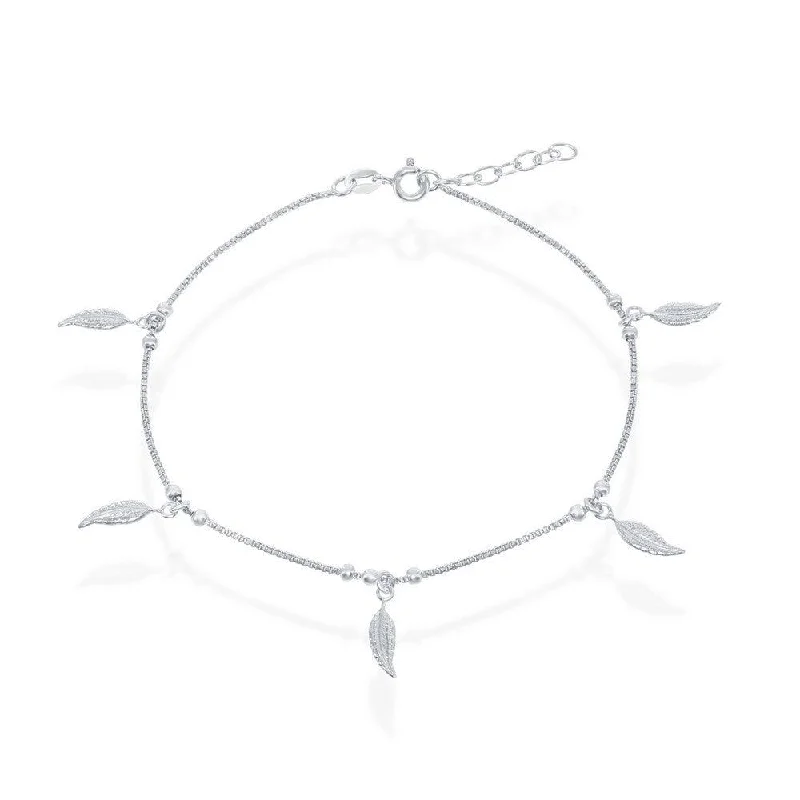 Beautiful necklaces and pendants with gemstone teardrops for an elegant effect-Sterling Silver Dangling Leaf's Anklet