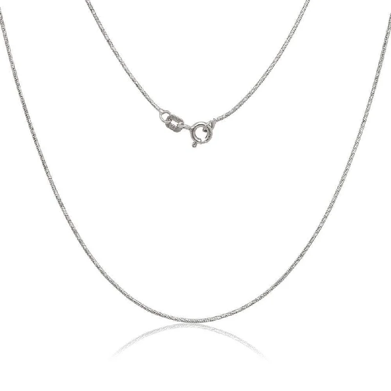 Best necklaces and pendants with heart-shaped designs for a romantic look-Sterling Silver Diamond Cut  Snake Chain - Rhodium Plated