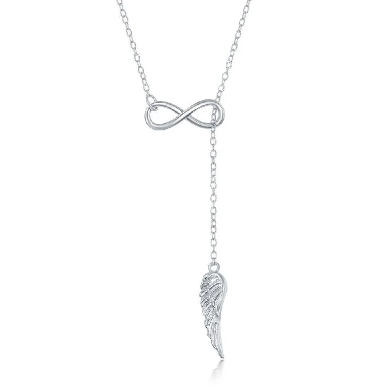 Best necklaces and pendants with intertwined designs for a symbol of unity-Sterling Silver Hanging Angel Wing Bolo Necklace