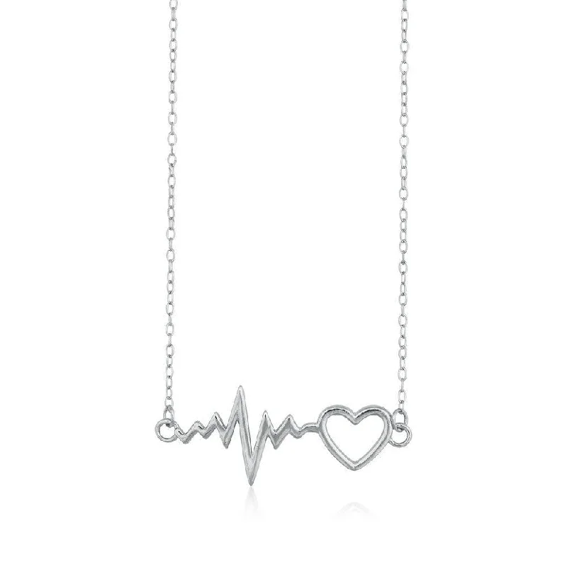 Best necklaces and pendants with floral designs for a feminine and elegant feel-Sterling Silver Heartbeat with Heart Necklace