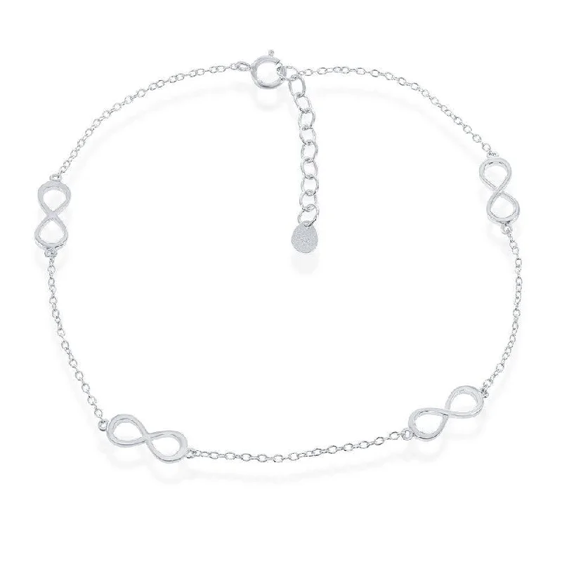 Stunning necklaces and pendants with chakra stones for healing and balance-Sterling Silver Infinity Anklet