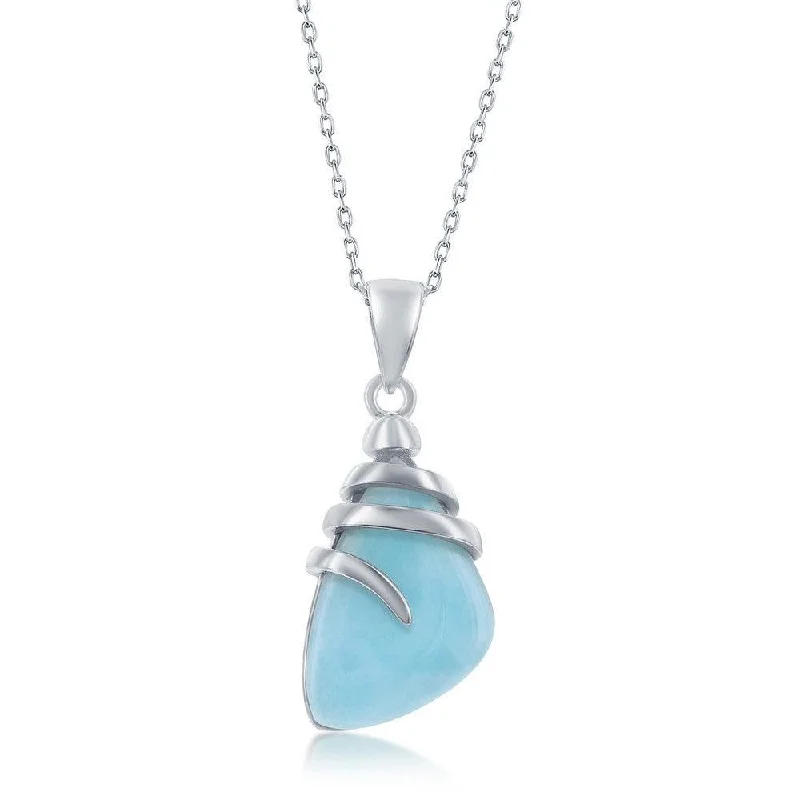 Best necklaces and pendants for everyday wear with minimalist designs-Sterling Silver Larimar Twist Design Pendant