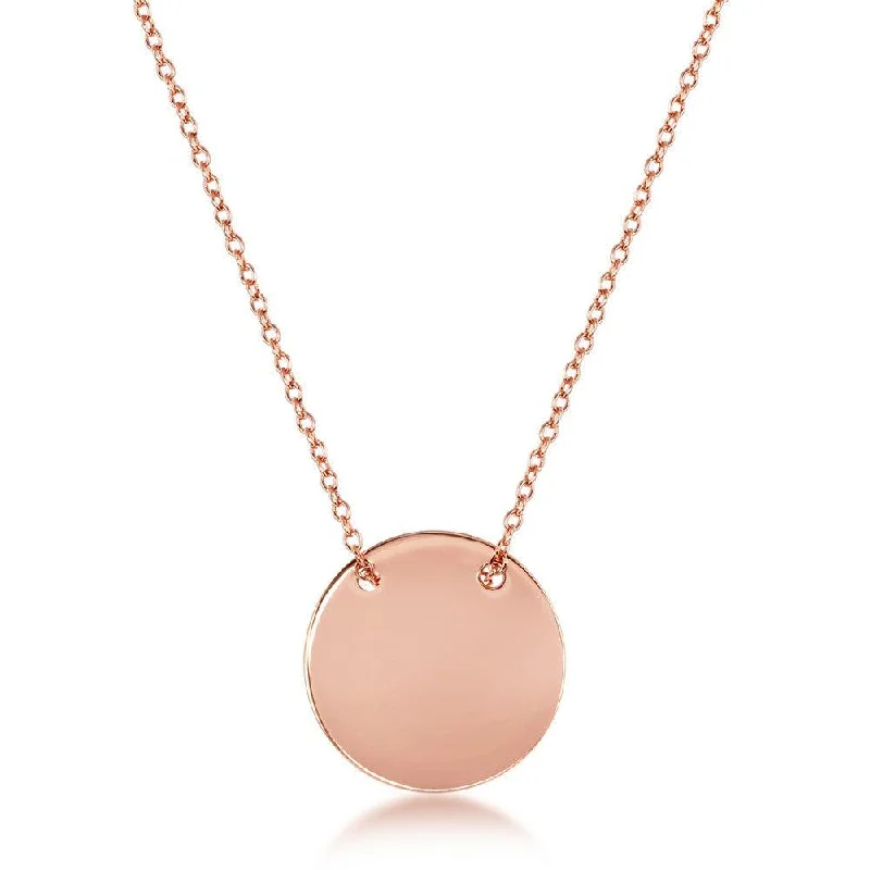 Best necklaces and pendants with personalized coordinates for a special keepsake-Sterling Silver Polished Engravable Disc Necklace - Rose Gold Plated