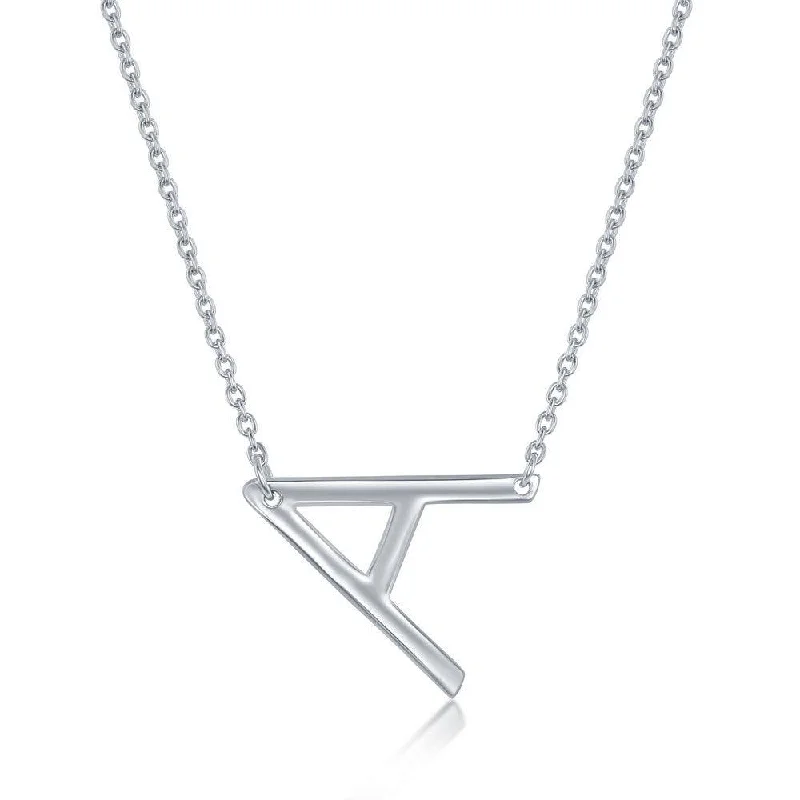 Beautiful necklaces and pendants with geometric shapes for a modern, artistic design-Sterling Silver Sideways A Initial Necklace