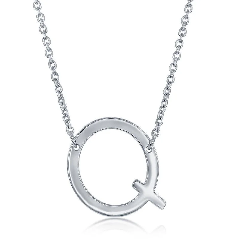 Best necklaces and pendants with cubic zirconia for a budget-friendly dazzling effect-Sterling Silver Sideways Q Initial Necklace