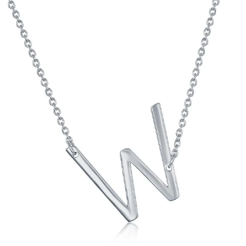 Best necklaces and pendants with floral designs for a feminine and elegant feel-Sterling Silver Sideways W Initial Necklace