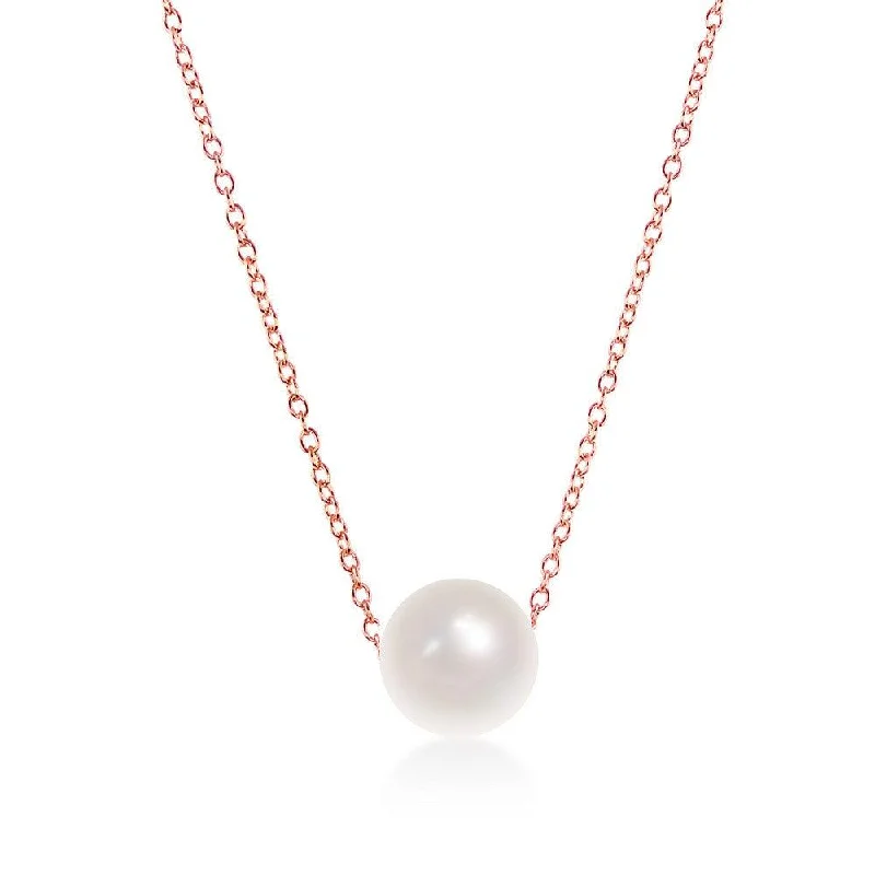 Unique necklaces and pendants with artistic shapes for a creative, one-of-a-kind design-Sterling Silver Single Threaded Freshwater Pearl Necklace - Rose Gold Plated