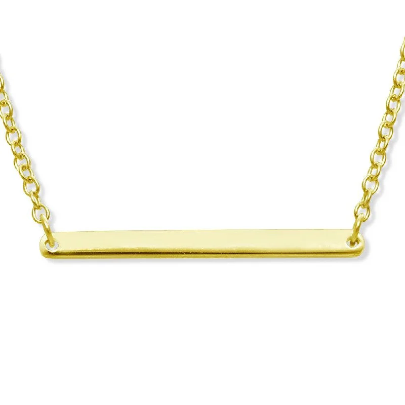 Stunning necklaces and pendants with birthstone pendants for a personal touch-Sterling Silver Small Bar Necklace - Gold Plated