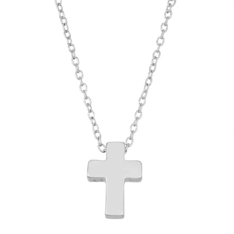 Best necklaces and pendants with gemstone clusters for a bold and colorful effect-Sterling Silver  Small Shiny Cross Necklace