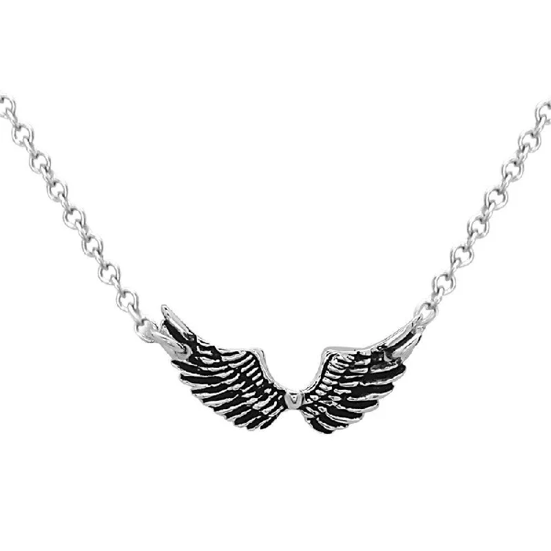 Trendy necklaces and pendants with statement pieces for a bold fashion statement-Sterling Silver Small Wing Necklace