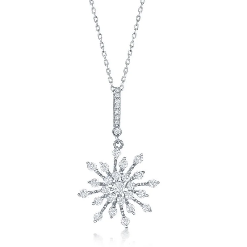 Best necklaces and pendants with minimalist pendants for a sleek, understated look-Sterling Silver Snowflake CZ Pendant