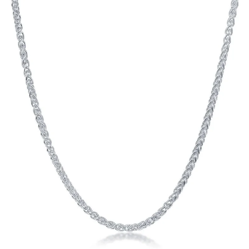 Best necklaces and pendants with black diamonds for an edgy, bold statement-Sterling Silver Spiga Chain - Rhodium Plated