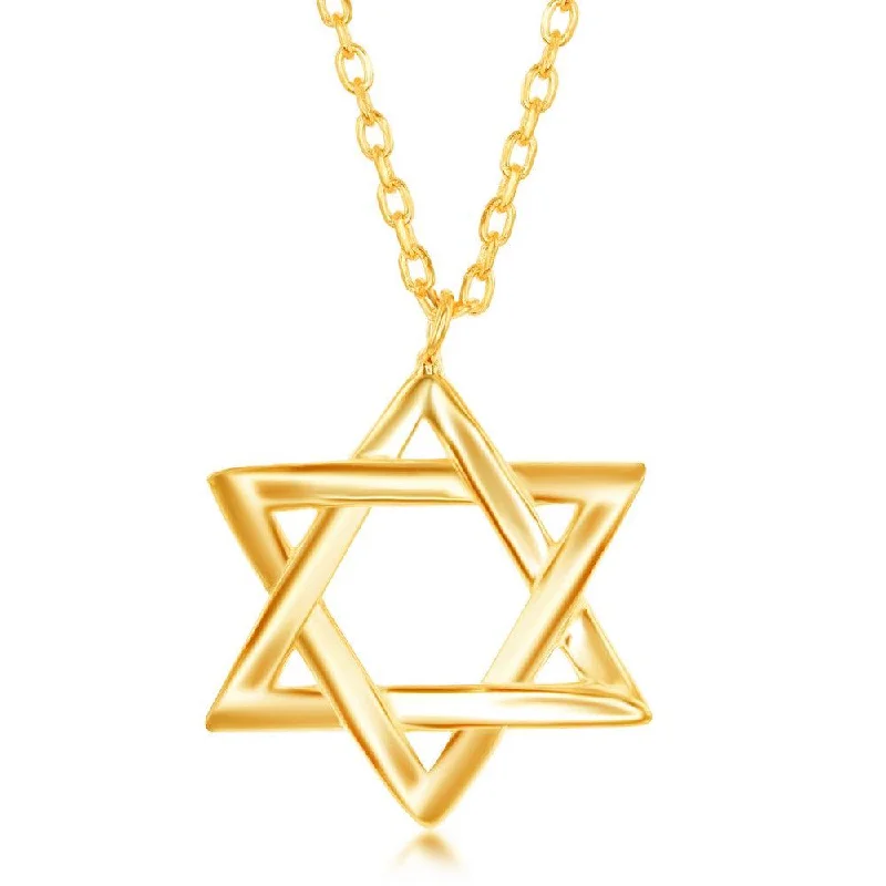 Best necklaces and pendants with butterfly wings for a delicate, graceful style-Sterling Silver Star of David Necklace - Gold Plated