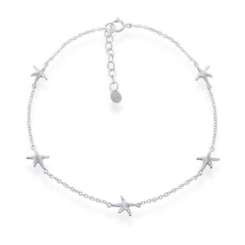 Necklaces and pendants with celestial starburst designs for a radiant look-Sterling Silver Starfish Anklet